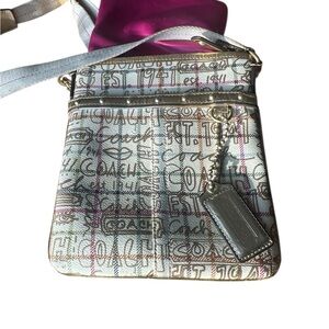 Coach Vintage Tattersall Graffiti Crossbody Bag with Gold Accents